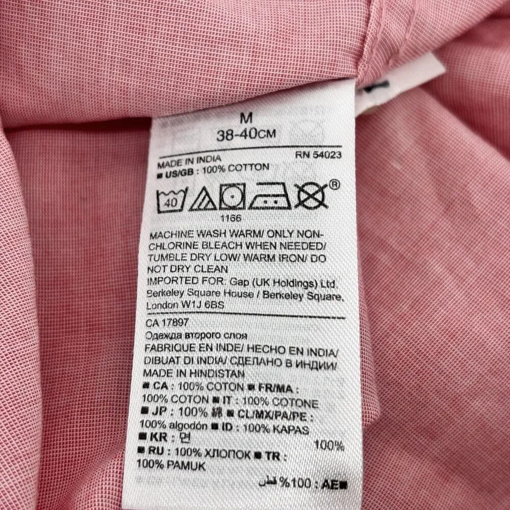 Banana Republic Men's M Pink Camden Fit 100% Cotton Button Up Shirt